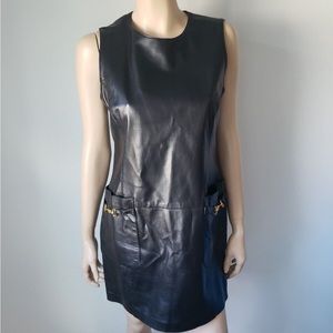 Erez Levy Women's Black Leather Mod Dress Size Petite M
